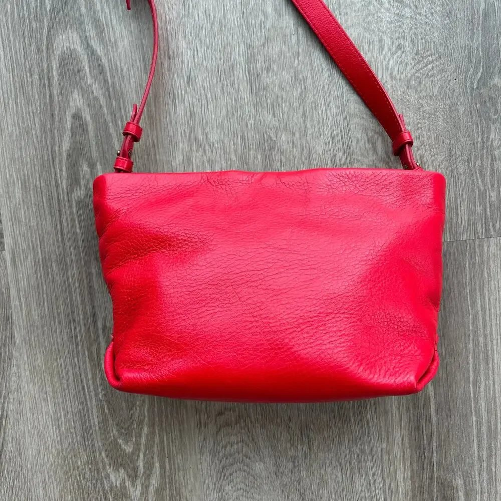 J.Crew Oslo Soft Leather Crossbody Bag Adjustable Strap Holiday Red